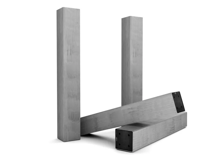 Stahl Tischbein mit unsichtbarer Aufnahmeplatte in verschiedenen Stahlarten auf Maß