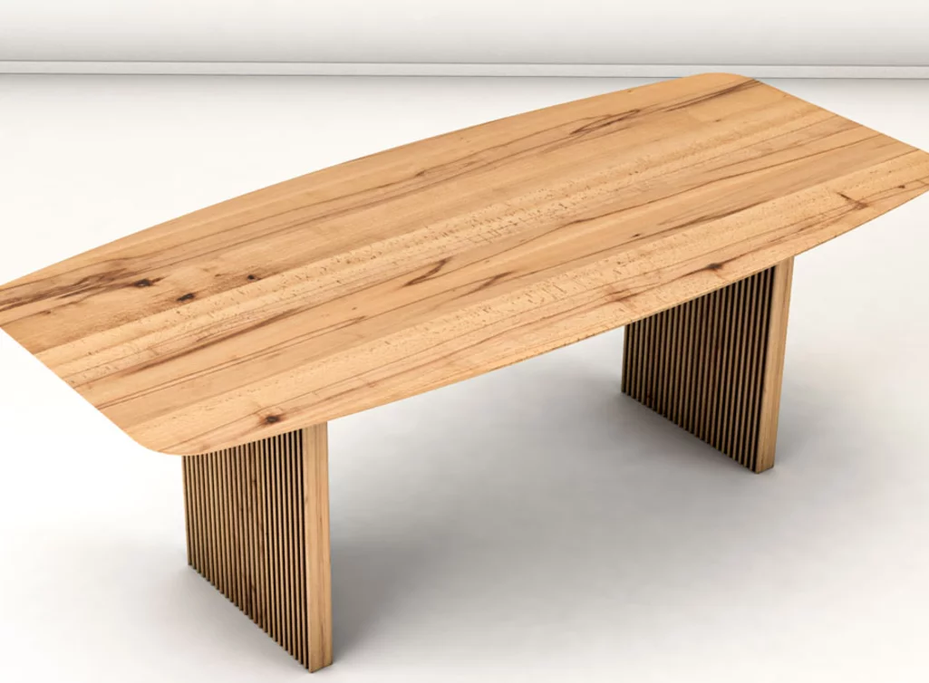 Holztisch nach Maß aus Kernbuche mit Ästen gefertigt