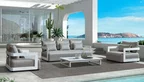 Garten-Sofalandschaft EDV5136 aus weißem Aluminium mit Quick-Dry-Polstern