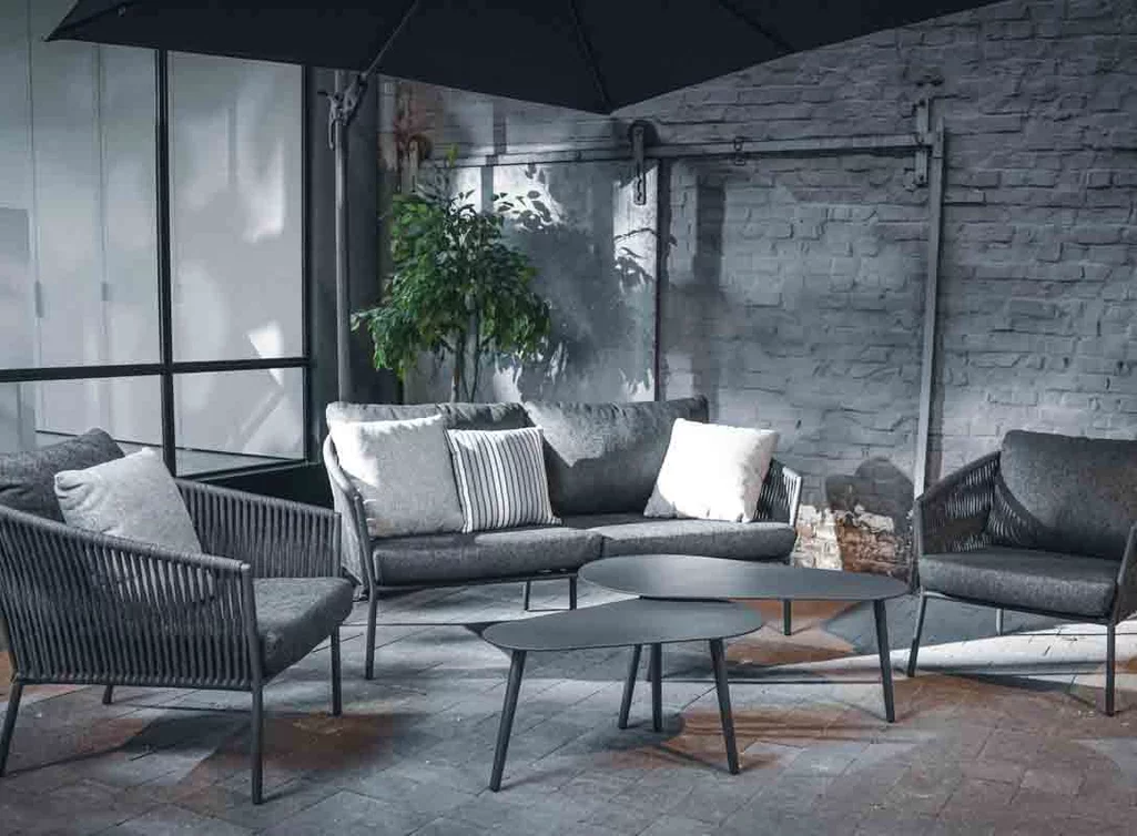 Outdoor-Sofagarnitur DL515 aus Aluminium in Charcoal/Dark Grey oder White/Light Grey