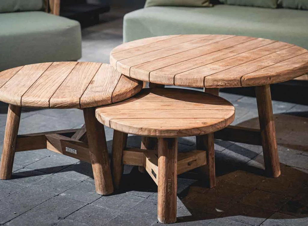 Outdoor-Beistelltisch DL2554 aus Teak, rund, in 3 Größen (Ø 50/60/80 cm)