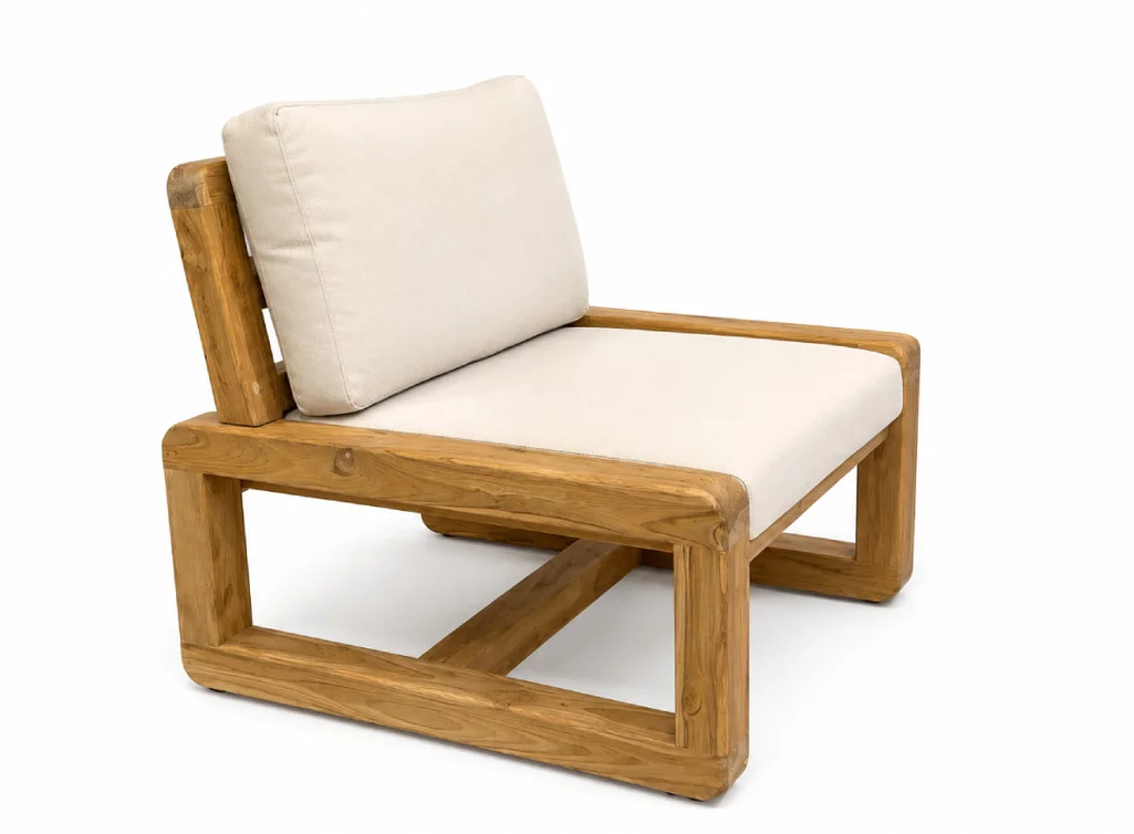 Detail des Lounge-Stuhls mit integrierten Rollen