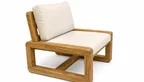 Detail des Lounge-Stuhls mit integrierten Rollen