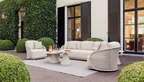 Outdoor Lounge Set GA7101 mit 1-Sitzer, 3-Sitzer und zwei Keramik-Beistelltischen