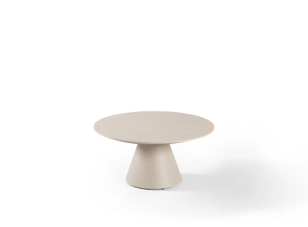 Outdoor Couchtisch mit weißer Keramikplatte Ø 80 cm