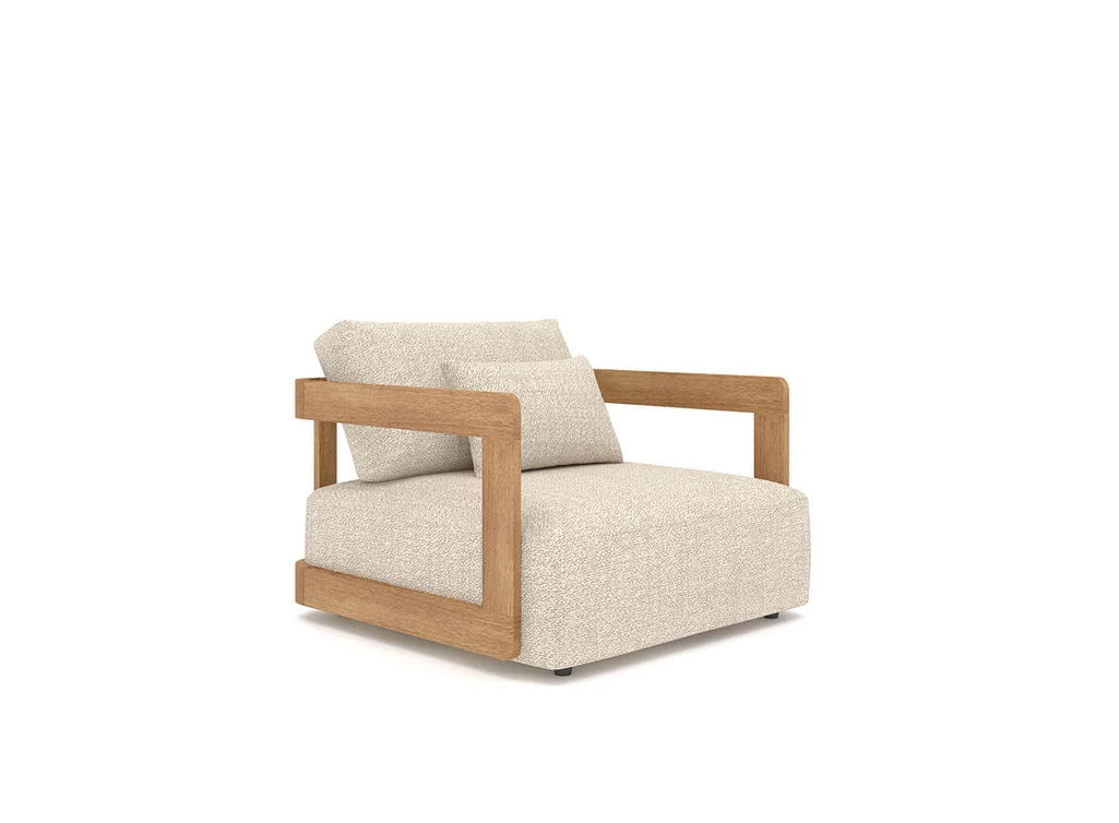 1-Sitzer Modul der Gartenlounge EDV5136 aus Teakholz mit Ecru Outdoor Polster