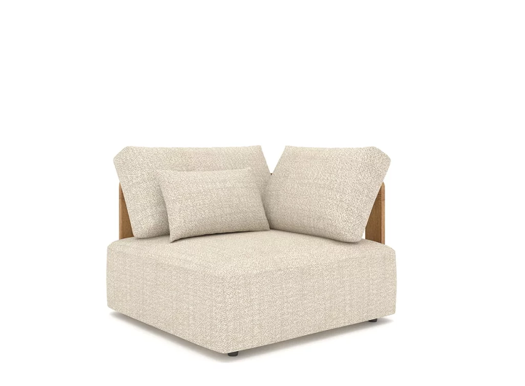 Eckmodul der Gartenlounge EDV5136 aus Teakholz mit Outdoor Polstern