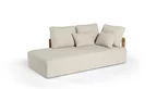 Longchair Modul der Gartenlounge EDV5136 aus Teakholz mit Ecru Polstern
