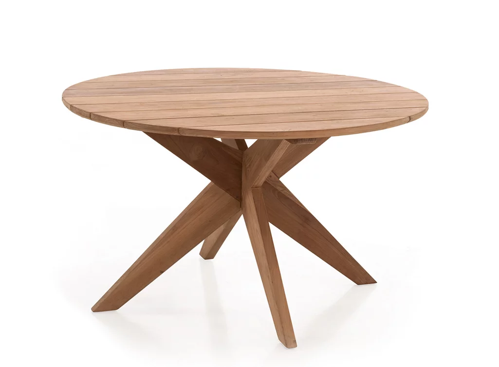 Holztisch Garten rund aus Teak KLM1142 Holzpiloten