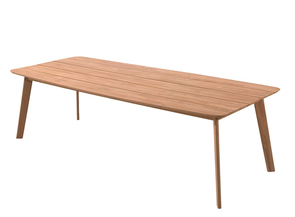 Gartentisch Teak Massivholz mit gerundeten Ecken