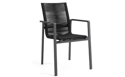 Gartenstuhl stapelbar aus Stoff und Metall gefertigt