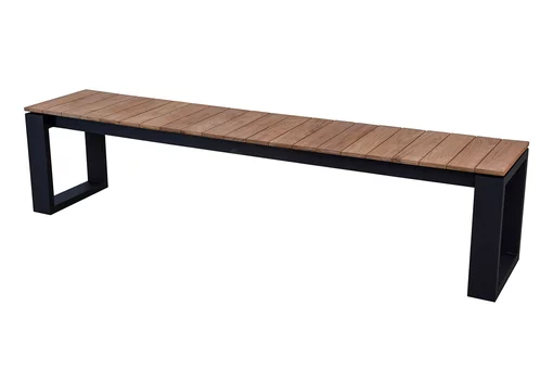 Gartenbank Teakholz mit einem Metallgestell Gartenbank Teakholz mit einem Metallgestell