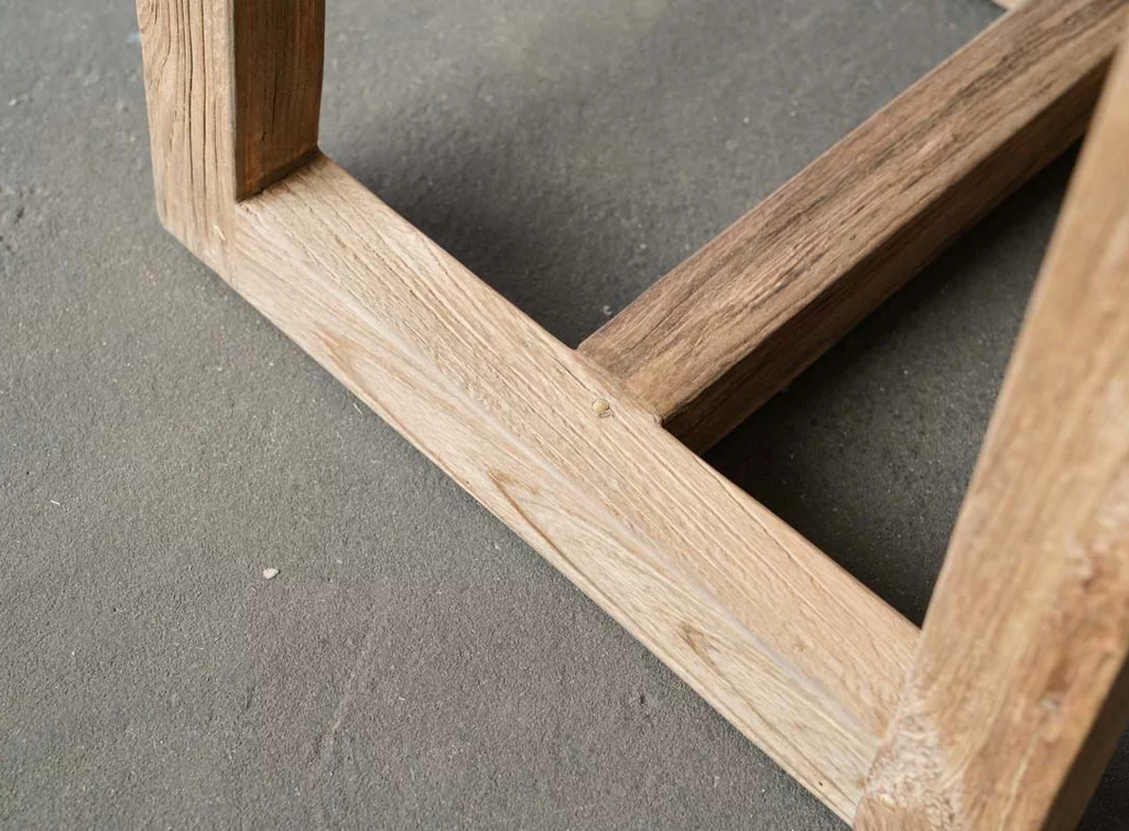 Gartenhocker Teakholz Detailansicht Gestell