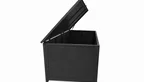 Große Outdoor Kissenbox aus Aluminium mit geöffnetem Deckel und viel Stauraum