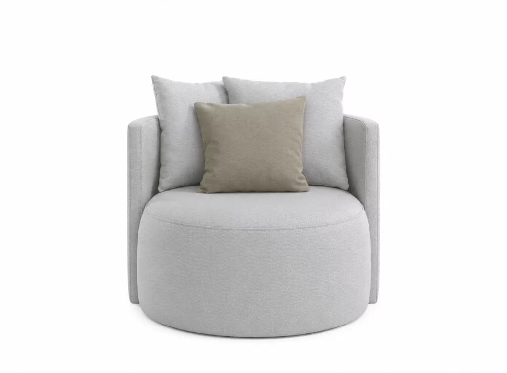 Outdoor Lounge-Sessel G3 mit 360°-Drehfunktion und hellgrauem Agora Outdoor-Stoff