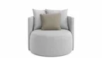 Outdoor Lounge-Sessel G3 mit 360°-Drehfunktion und hellgrauem Agora Outdoor-Stoff