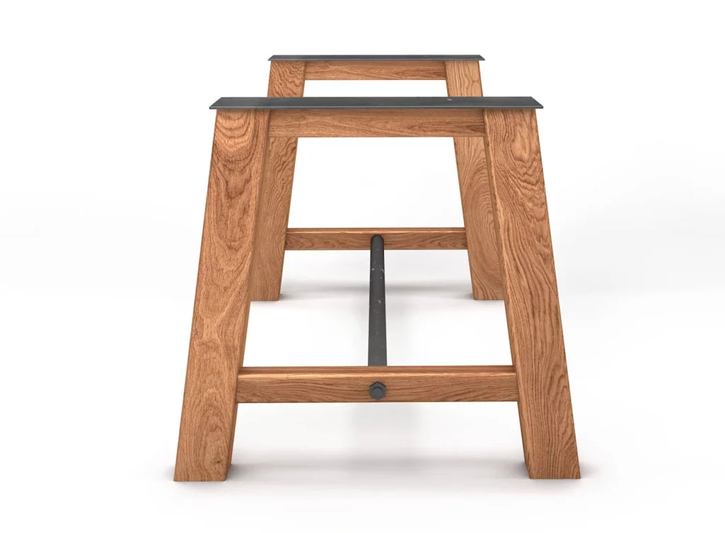 Tisch Holzgestell nach Maß in massiver Ausführung mit einer Stahlstrebe Tisch Holzgestell nach Maß in massiver Ausführung mit einer Stahlstrebe