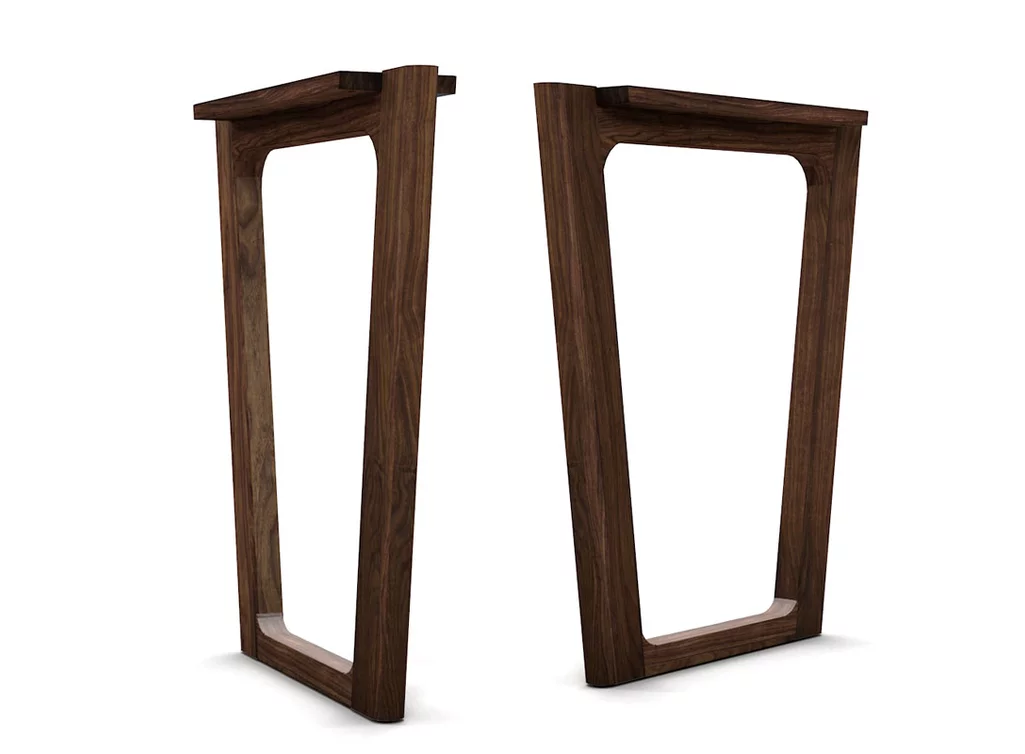 Nussbaum Tischkufen nach Maß in massiver Ausführung gefertigt