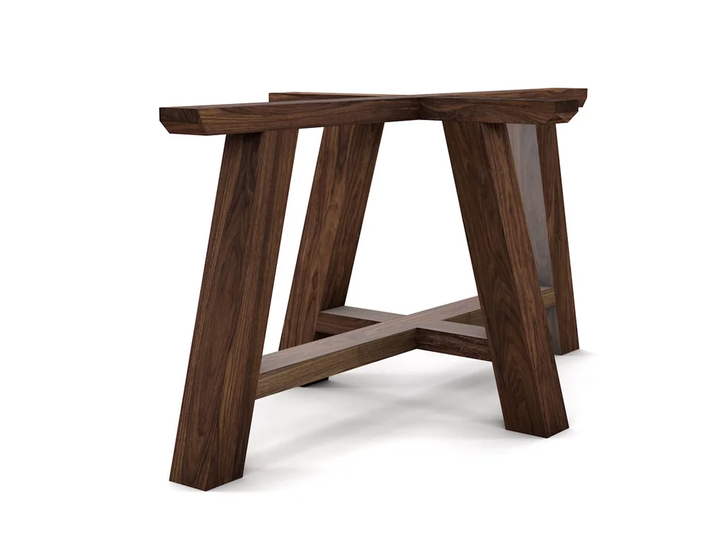 Klassisches Tischgestell massiv im Landhausstil aus Nussbaum auf Maß.