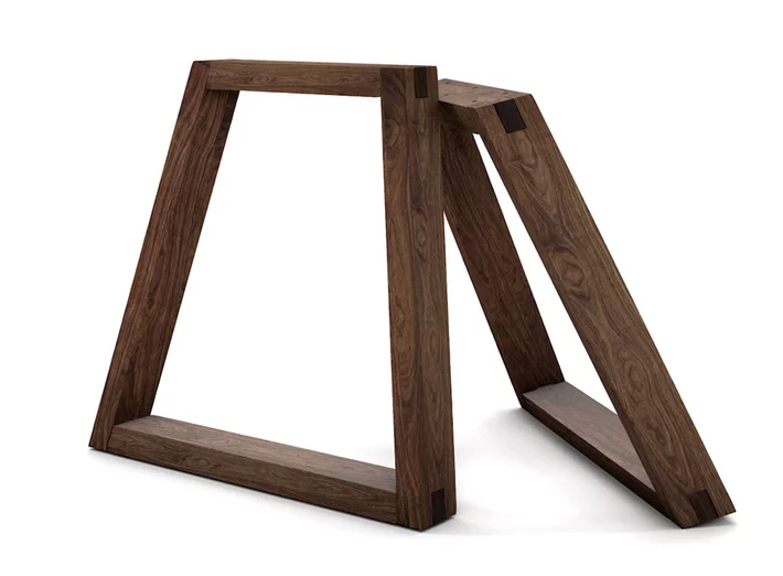Holzkufen Tischgestell Nussbaum massiv im 2er Set nach deinem Maß gefertigt