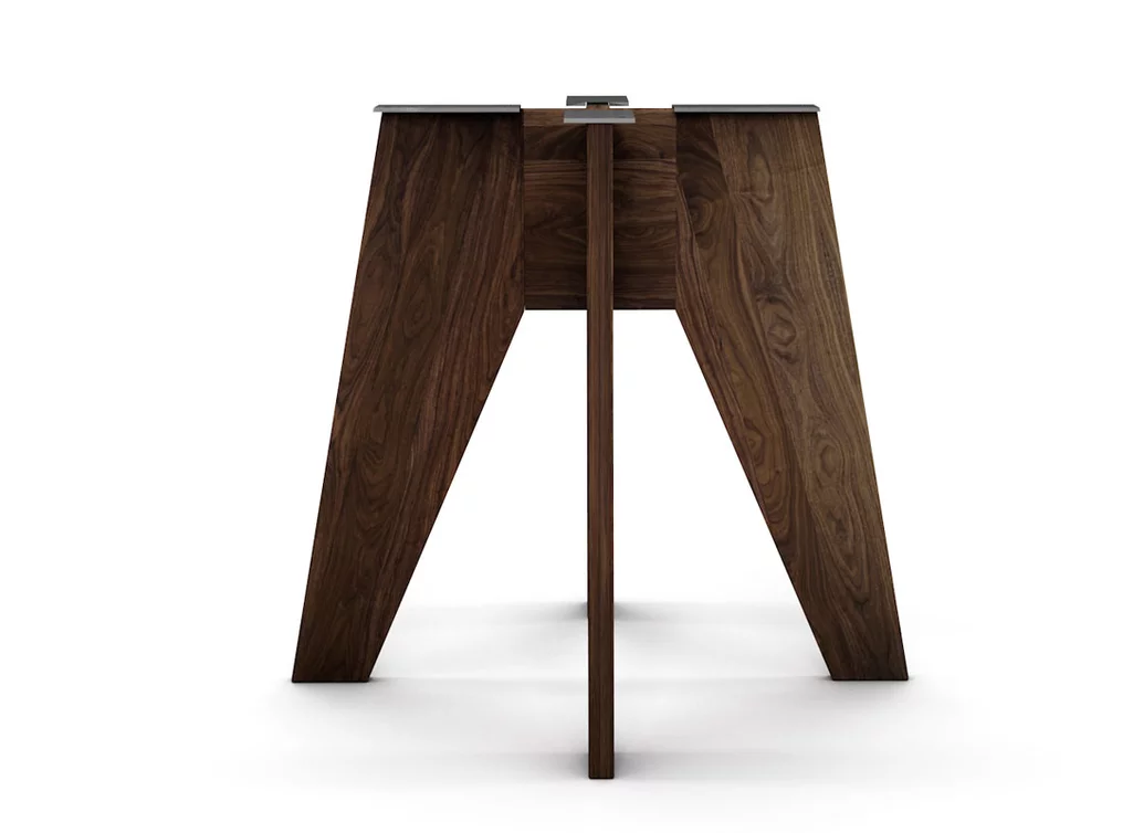 Nussbaum Mittelfuß Tischgestell auf Maß aus Massivholz gefertigt