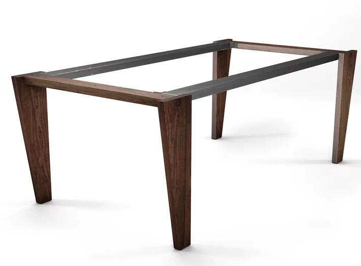 Massivholz Tischgestell Nussbaum auf Maß mit Stahlelementen gefertigt