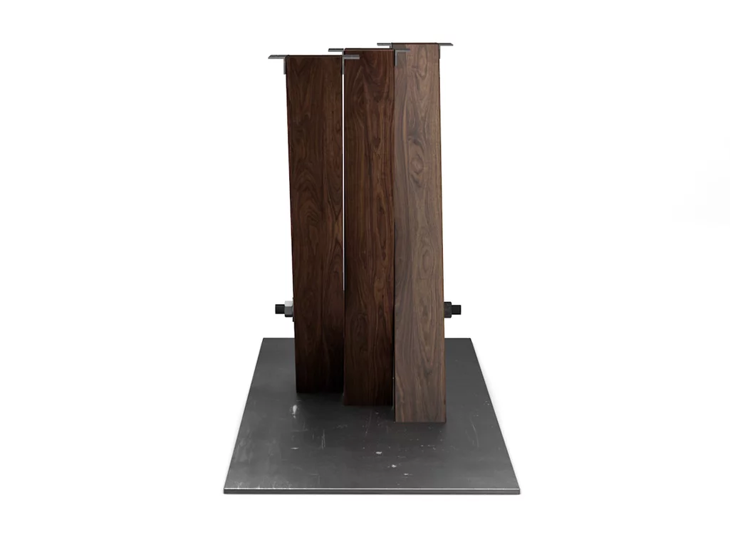 Modernes Tischgestell nach Maß aus Nussbaum und Stahl in massiver Fertigung