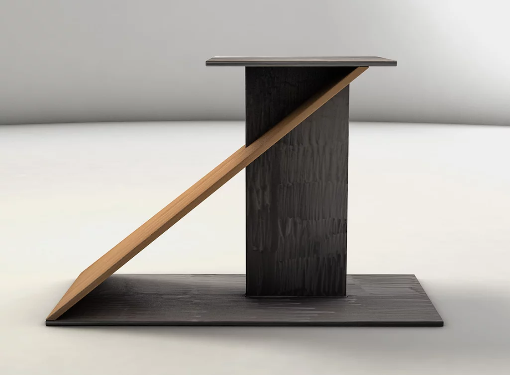 Tischuntergestell nach Maß aus vollmassiver Buche und Stahl gefertigt