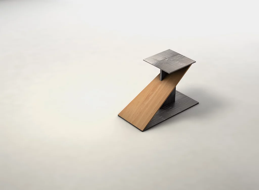 Mittelfuß Untergestell aus Buche und Metall gefertigt in vollmassiver Ausführung