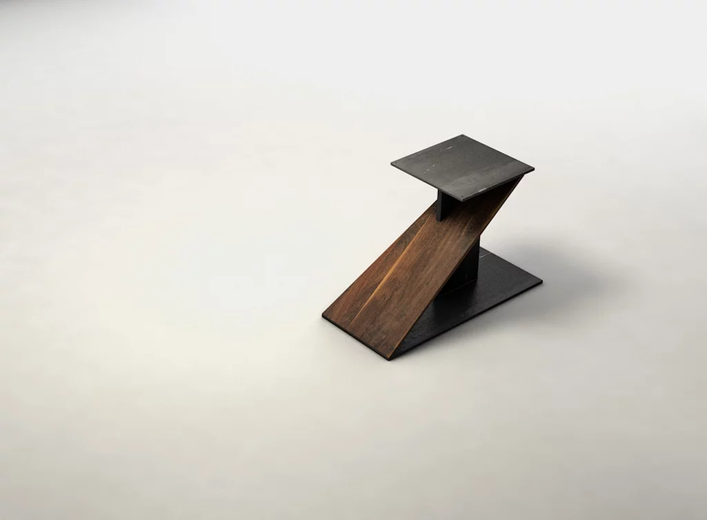 Tischgestell Mittelfuß aus Nussbaum massiv auf Maß mit puren Stahlelementen gefertigt