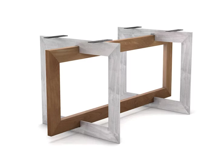 Tischgestell selbsttragend aus Buche und Eisen nach Maß in vollmassiver Fertigung
