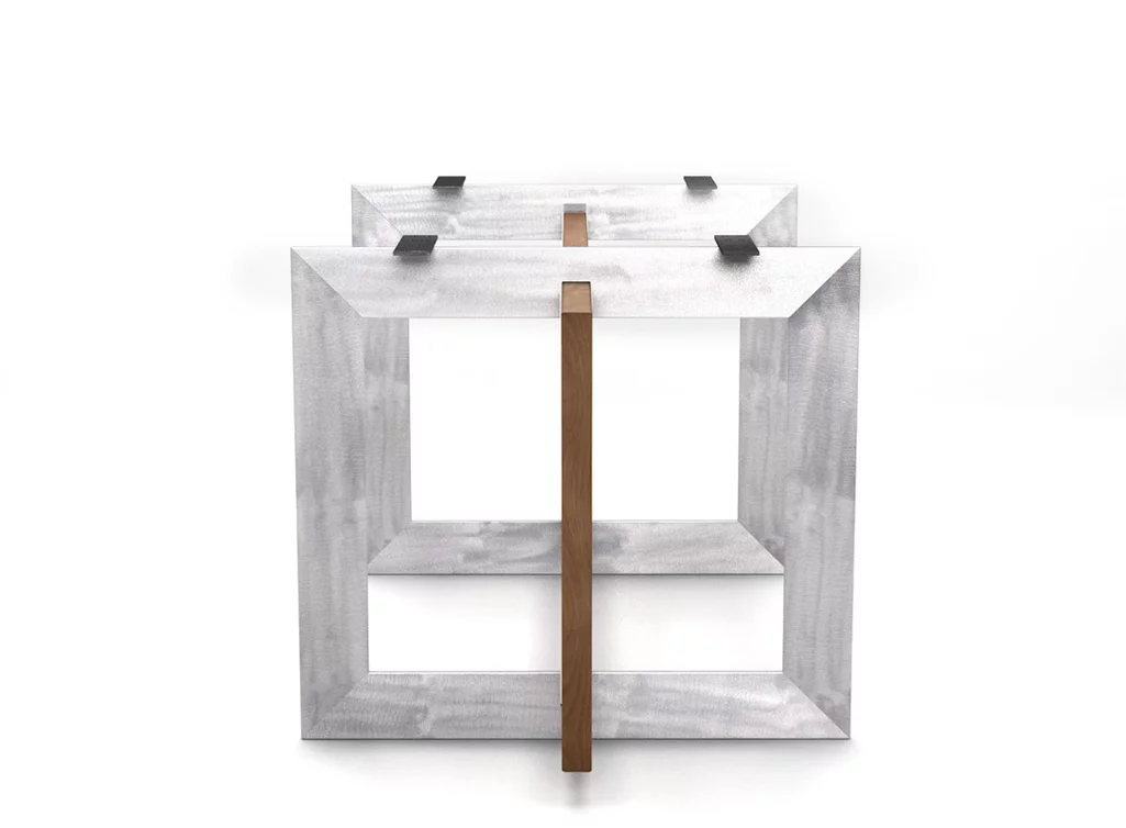 Futuristisches Untergestell aus Buche und Stahl in futuristischem Design gefertigt