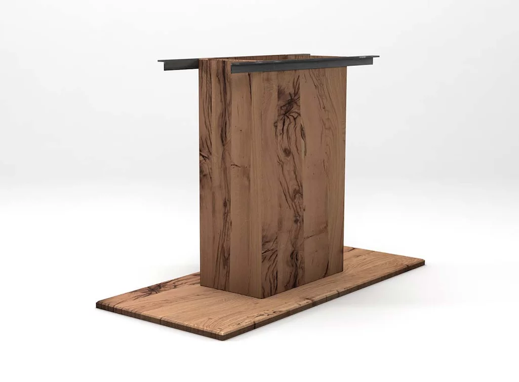 Klassische Mittelfuß-Tischsäule aus alter Eiche