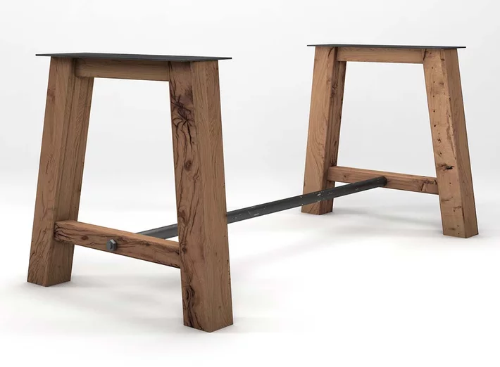 Tischgestell Altholz Eiche massiv im Landhausdesign