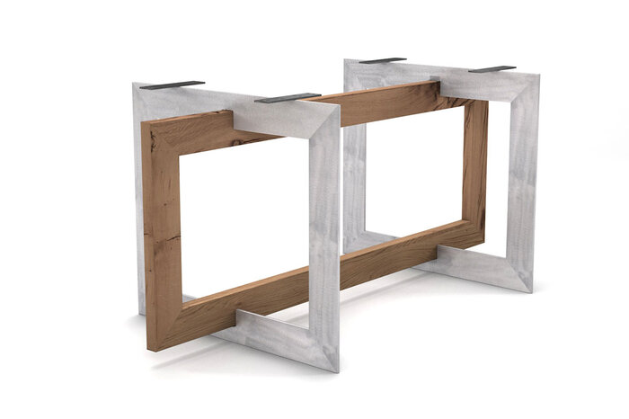 Tischgestell aus Eiche Altholz und Stahl