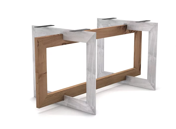 Tischgestell aus Eiche Altholz und Stahl