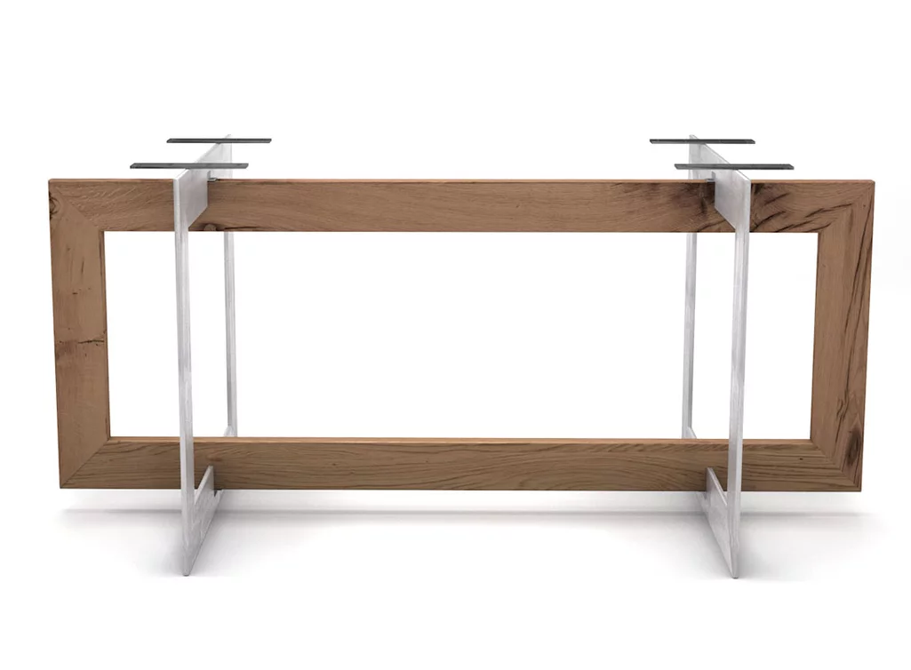 Tischuntergestell in Rahmenbauweise aus Balkeneiche und Metall