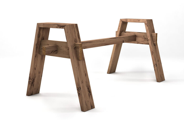Tischuntergestell aus Holz alte eiche auf Maß in vollmassiver Fertigung