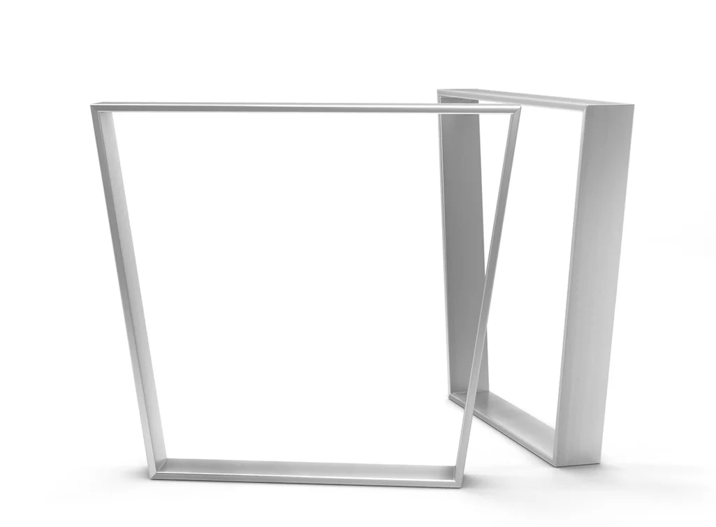 Trapezförmige Esstischkufen aus hochwertigem Edelstahl gefertigt Trapezförmige Esstischkufen aus hochwertigem Edelstahl gefertigt