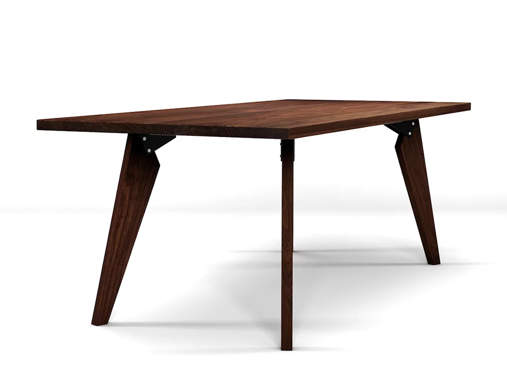 Massivholz Tischbeine Nussbaum Montagebeispiel als Esstisch. Massivholz Tischbeine Nussbaum Montagebeispiel als Esstisch.