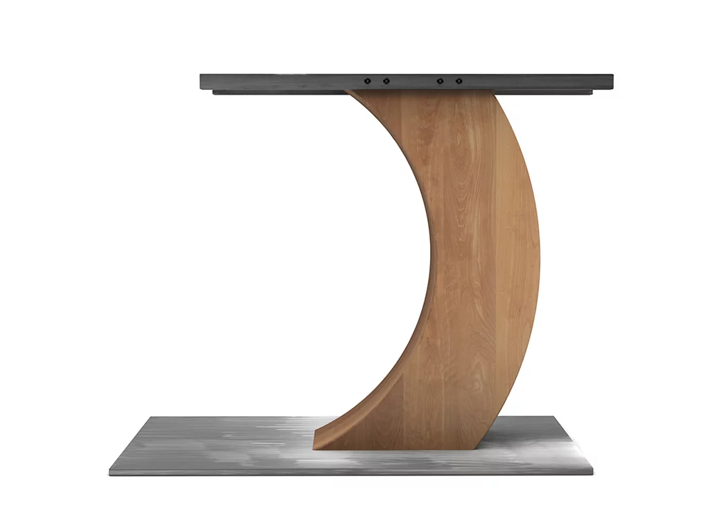 Gestell Mittelfuß aus Holz und Stahl auf Maß.