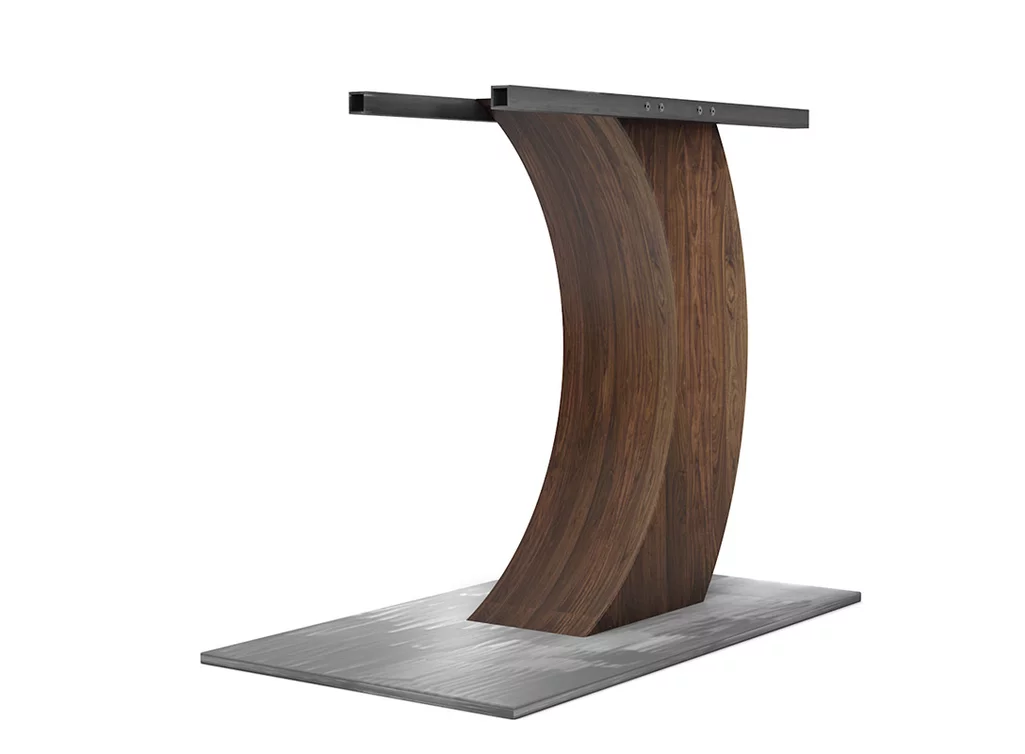 Tischgestell Holz auf Maß aus Nussbaum und Stahl