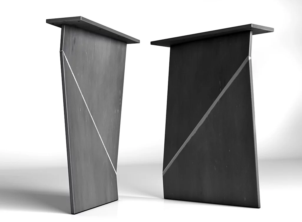 Massive Tisch Stahlwangen nach Maß gefertigt Modell E35L. Massive Tisch Stahlwangen nach Maß gefertigt Modell E35L.