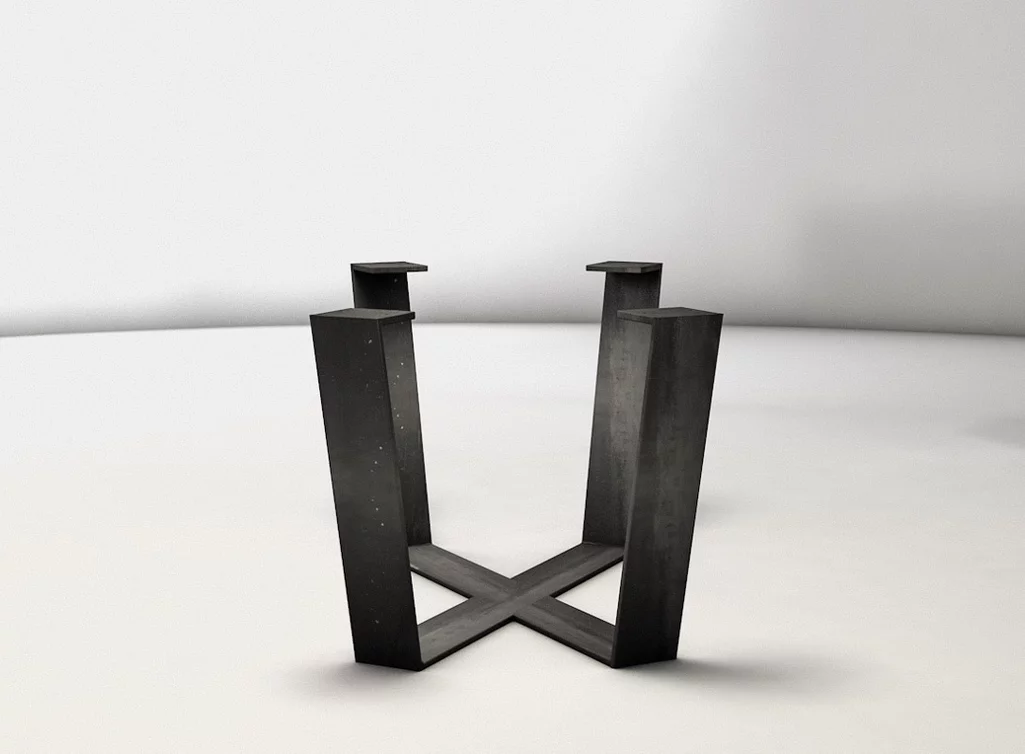 Überlappende Metallkufen X Gestell aus massivem Stahl Überlappende Metallkufen X Gestell aus massivem Stahl