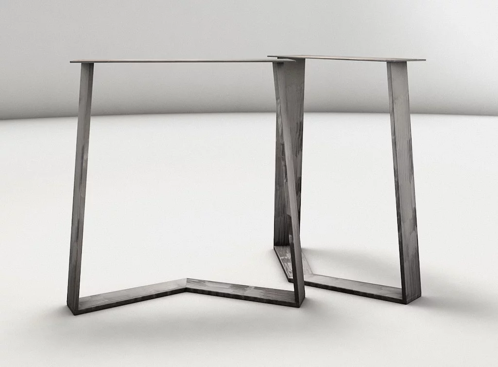 Tischkufen Rohstahl mit modernen Kanten