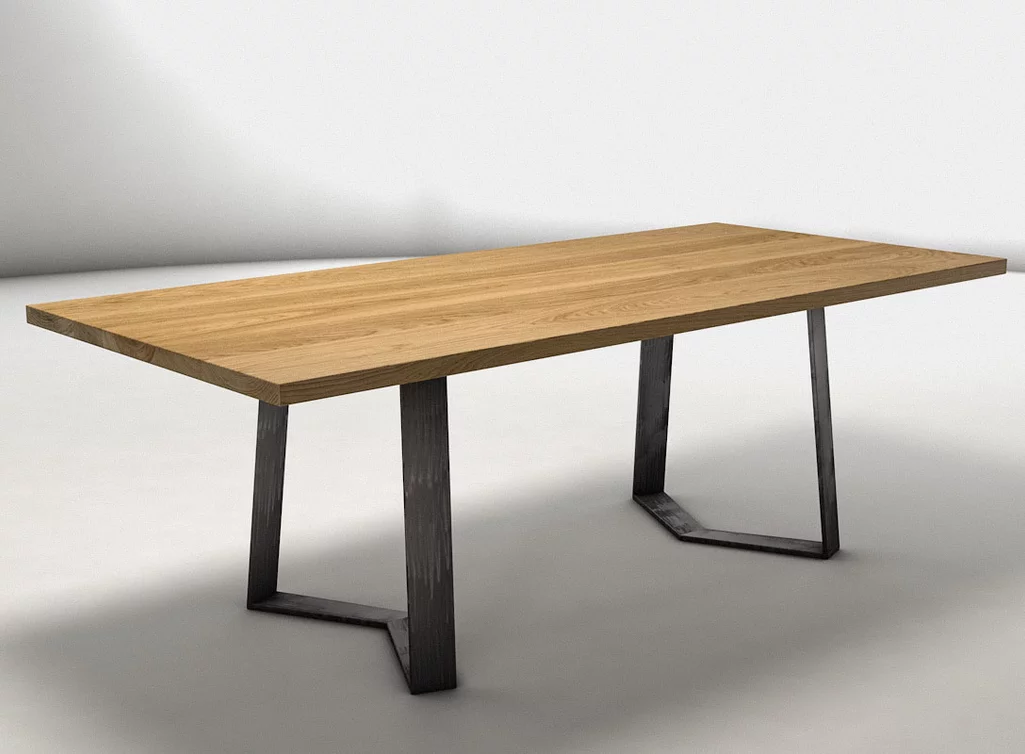 Beispielbild Stahlkufen WF392 auf astfreier Eichenholz Tischplatte