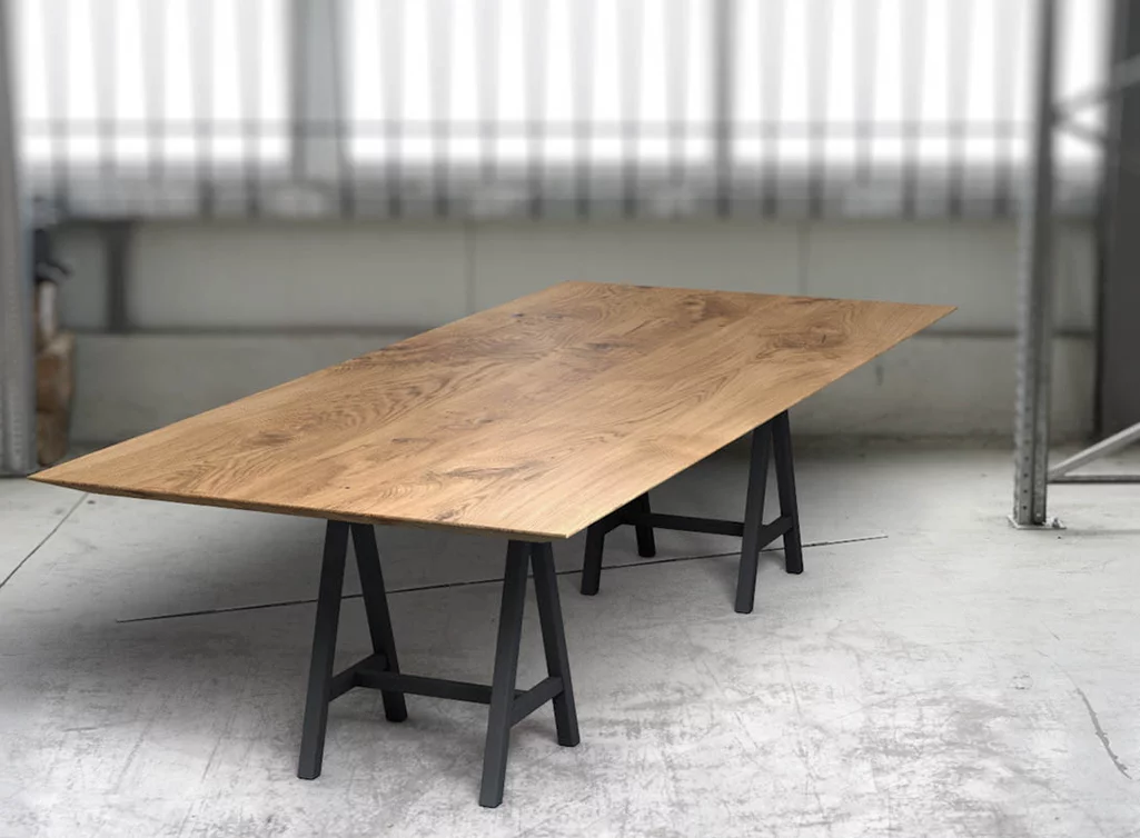 Eiche Holzplatte nach Maß mit Schweizer Kante gefertigt