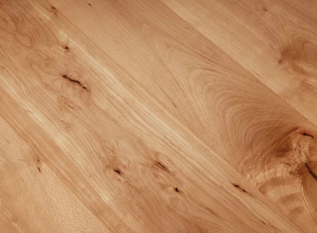 Tischplatte auf Maß aus Buchenholz gefertigt Detailansicht 2cm