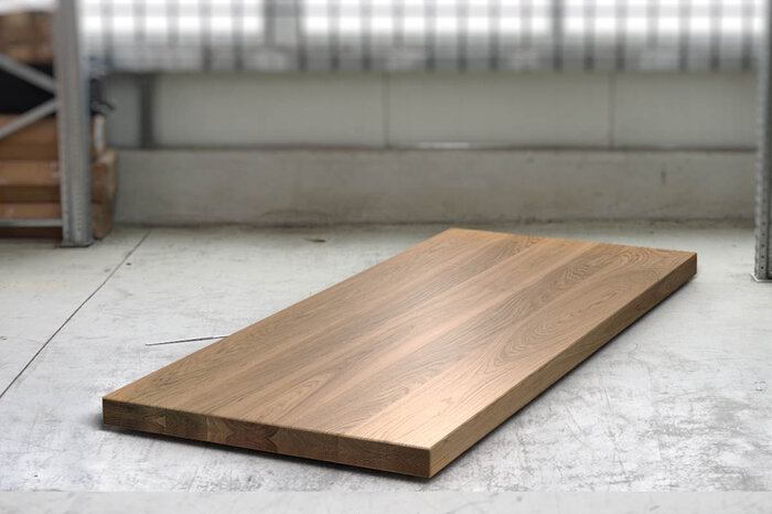 Holz Tischplatte aus Eiche aufgedoppelt 8cm Massivholz