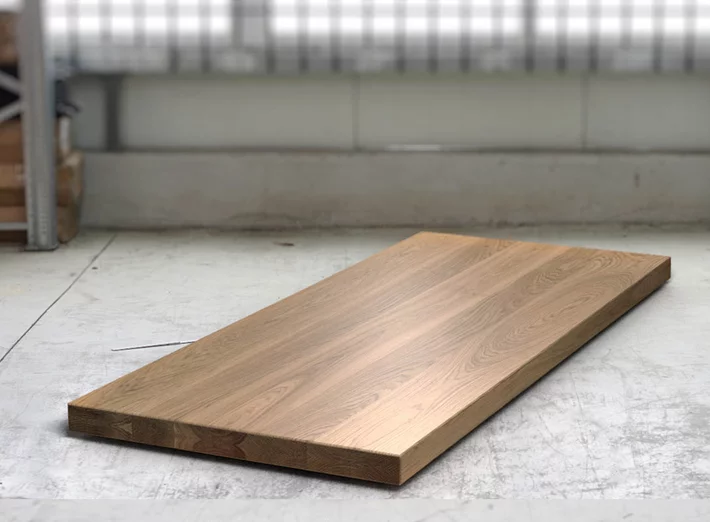 Holz Tischplatte aus Eiche aufgedoppelt 8cm Massivholz